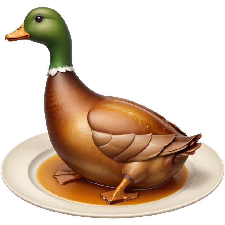 single cooked duck leg confit de canard with golden-brown crispy skin, tender meat, slightly curved shape, visible skin texture, hint of rendered fat, natural arrangement, clean 3D look, soft lighting, no plate or garnish, no faces, emoji scale emoji