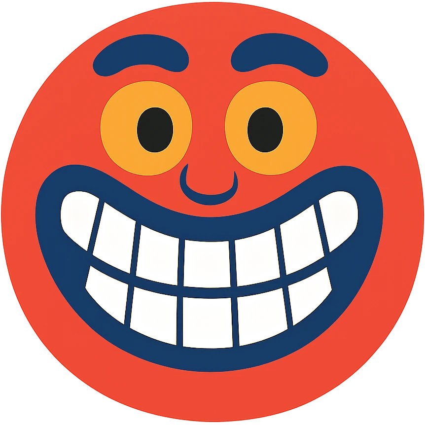 red face with a giant smile emoji