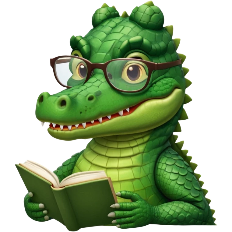 kitap okuyan timsah emoji