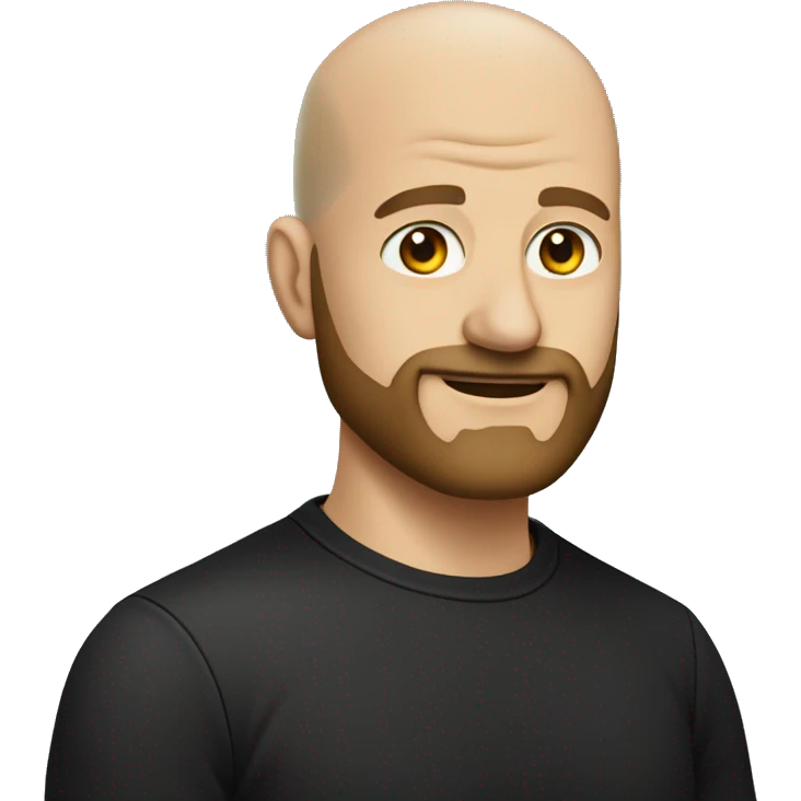 bald man in black shirt thinner face bushy beard emoji