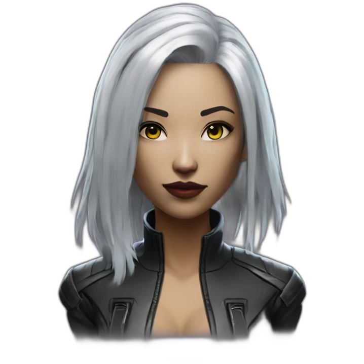 Cyberpunk 2077 woman silver hair emoji