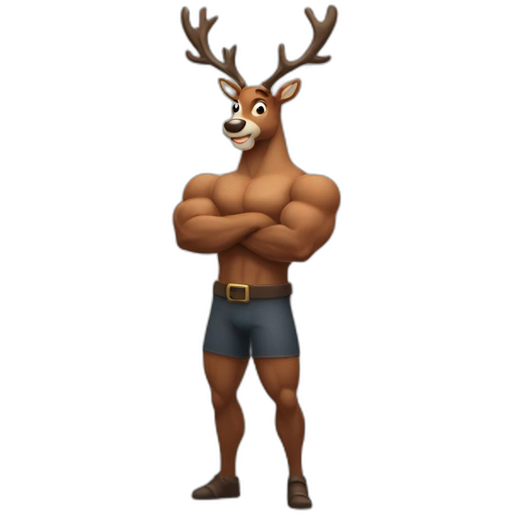 Reindeer muscular showing off biceps arms crossed masculine fierce emoji