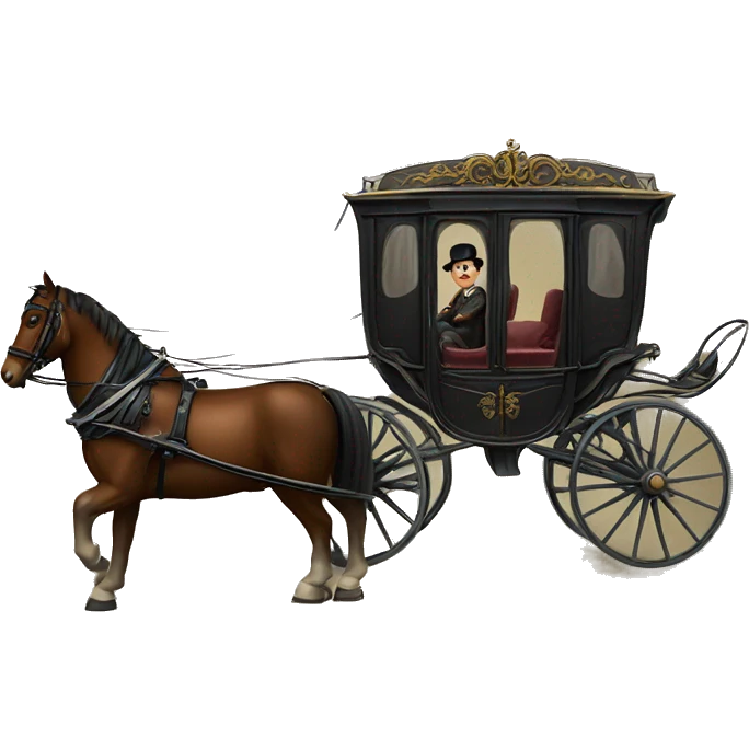 a man sits in a horse-drawn carriage from Russia in the 19th century emoji