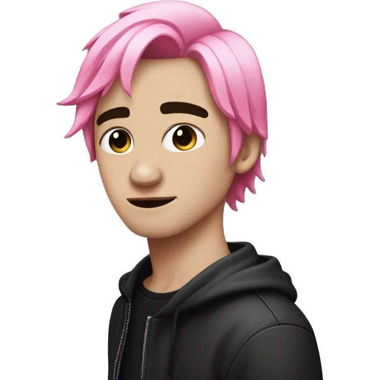 A guy with split toned hair like little peep make one side of his hair black and the other side pink, also make him emo emoji