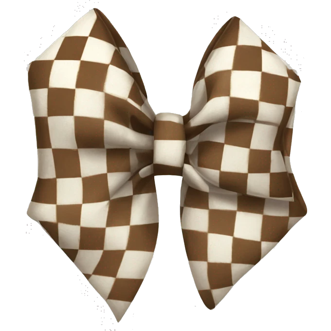 White and brown checkered bow emoji
