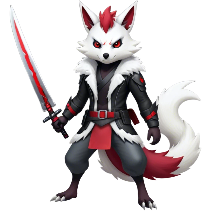 Edgy Cool Beautiful Zangoose-Zoroark, full body emoji