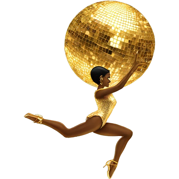 golden disco ball with dancer emoji