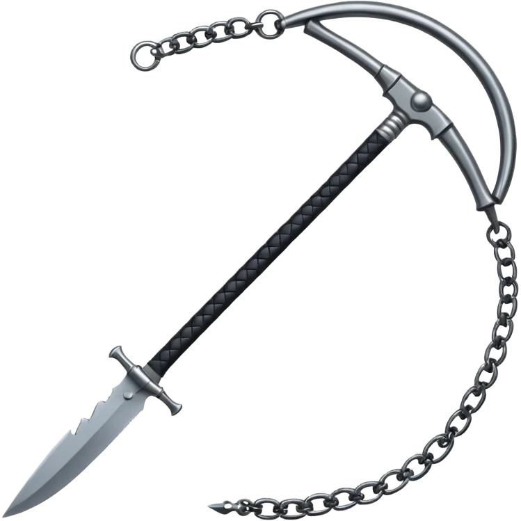 make japan weapon named "kusarigama" like hoe with chain and ball at the end of chain emoji