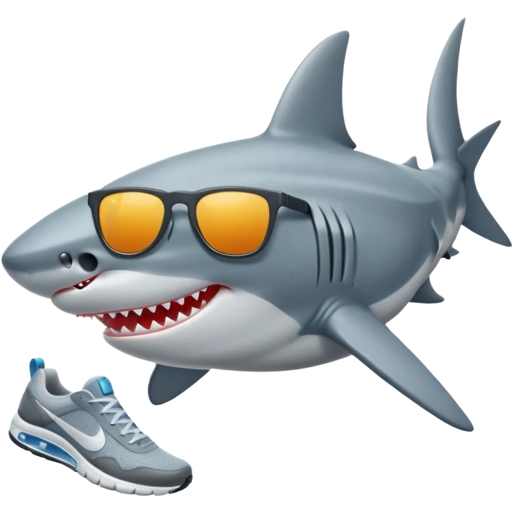 Shark wearing Nike shoes with sunglasses  emoji
