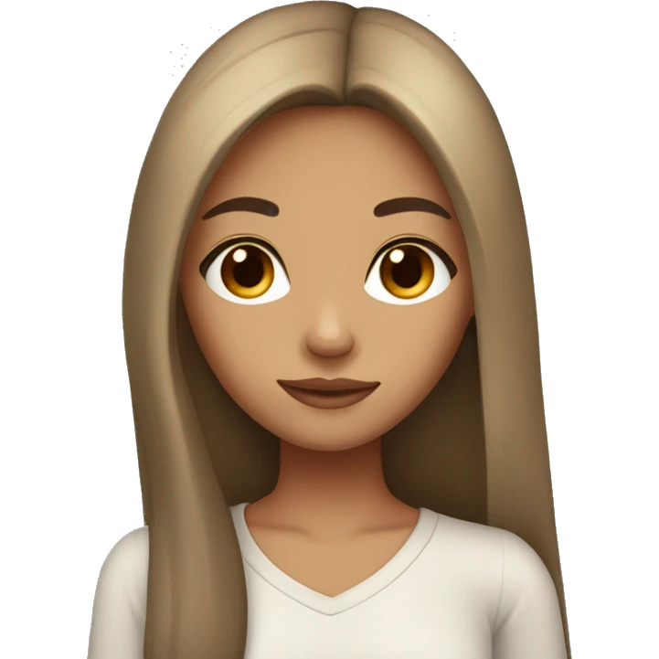 Girl with long black straight hair, light brown skin and brown eyes emoji