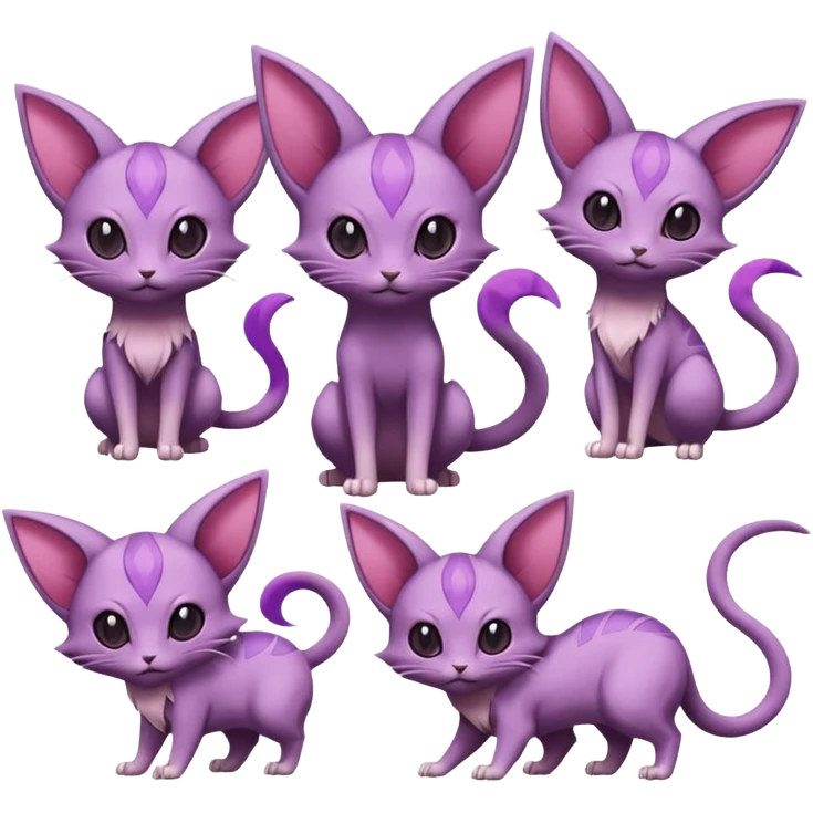 Espeon-Purrloin-Delcatty-Rattata-Pokémon (full body) emoji