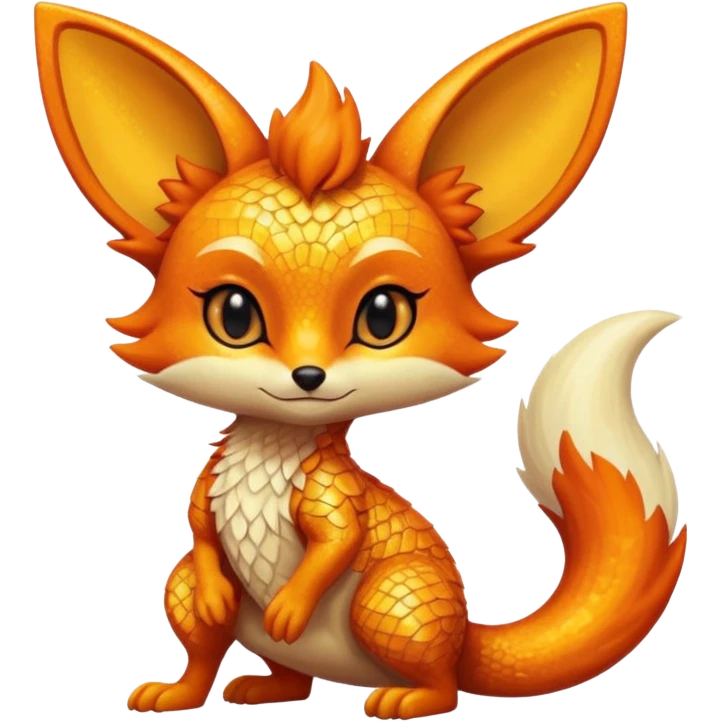 Patterned Glittery Magmatic Reptilian-Fennekin-feline emoji