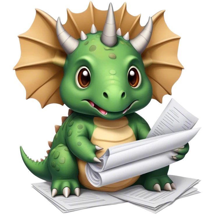 triceratops with a lot of papers emoji