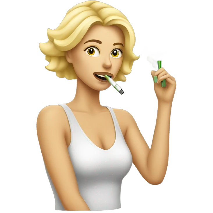 Blonde woman smoking weed pen emoji