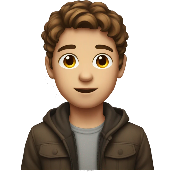 Brown-haired boy portrait close-up lighter skin emoji