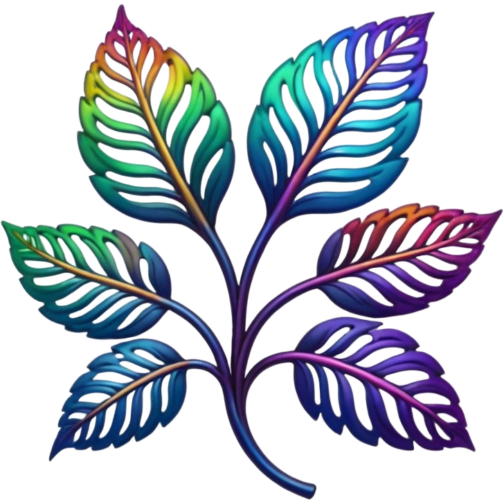 dark rainbow filigree design, leaf shapes, flower shapes, nature shapes, toxic nature, toxic plants emoji