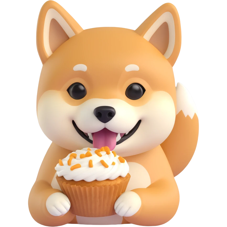 shiba inu eating muffins emoji