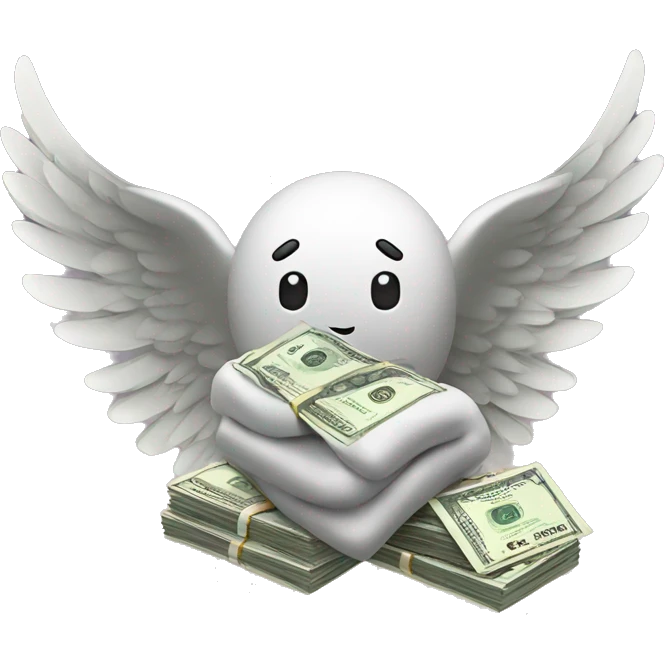 Stack of dollars flying with wings emoji