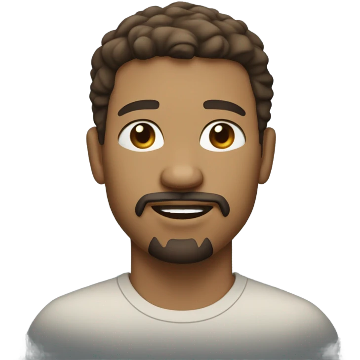 light skin tone man with blue eyes, a goatee, thin moustache, light brown wavy hair emoji