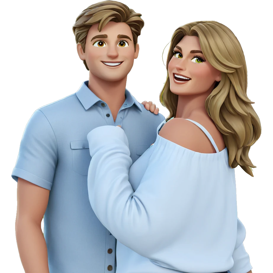 happy couple outdoors in sunshine emoji