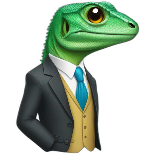 lizard wearing a suit emoji