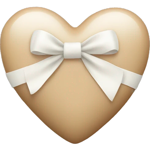 beige heart with white bow emoji