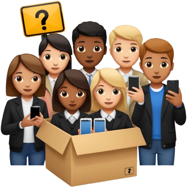 Students handing over their phones to a box  A box with a no phones allowed sign emoji