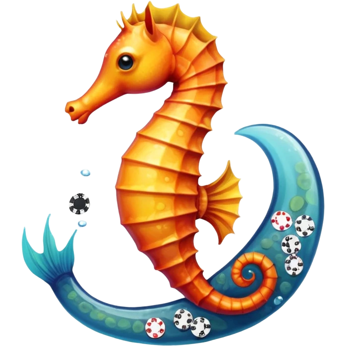 Seahorse with a poker look at me emoji