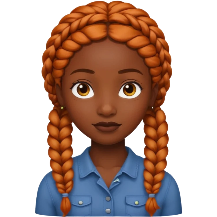 Dark skinned girl with ginger braids emoji