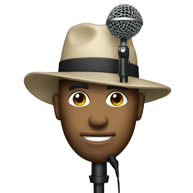 A person with hat and a classic microphone emoji
