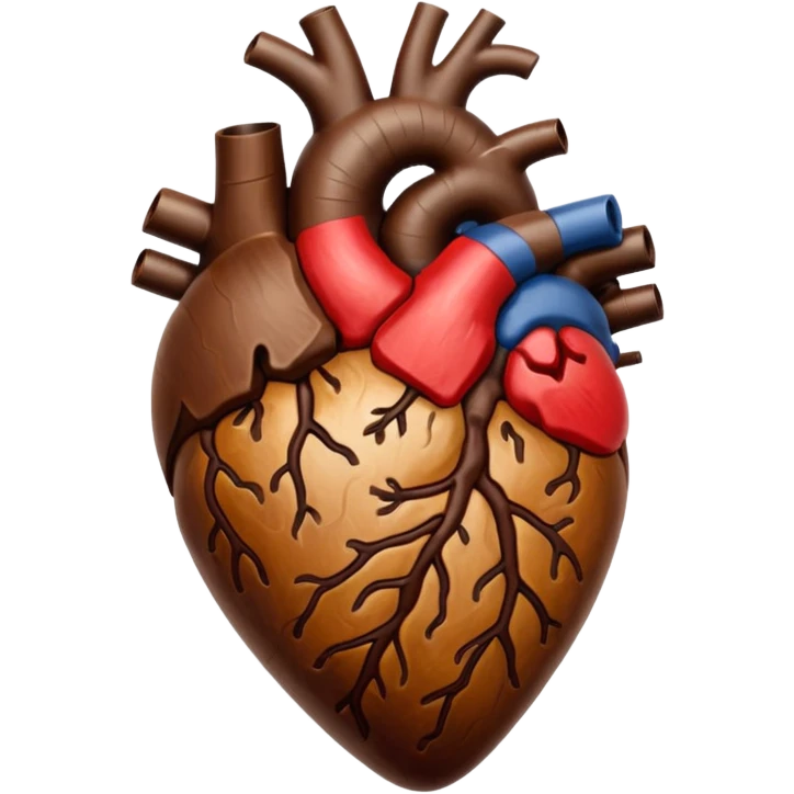 An anotomic heart composed of coffee.  emoji