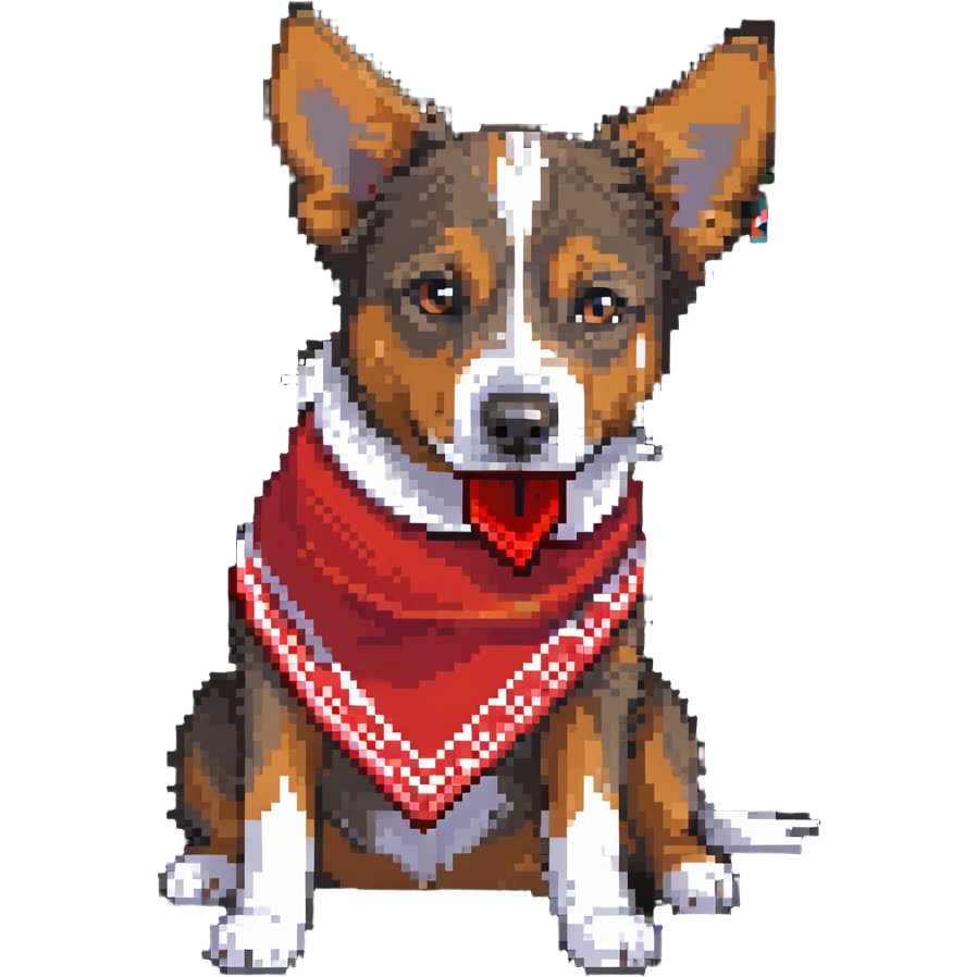 playful dog with a red bandana emoji