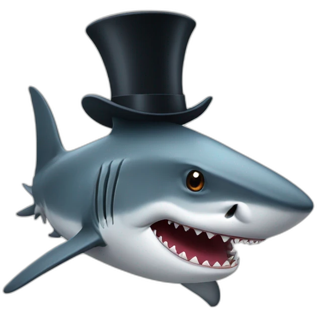 Shark with a top hat emoji
