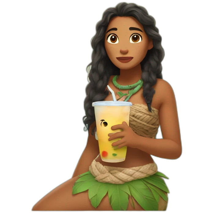 moana drinking boba emoji
