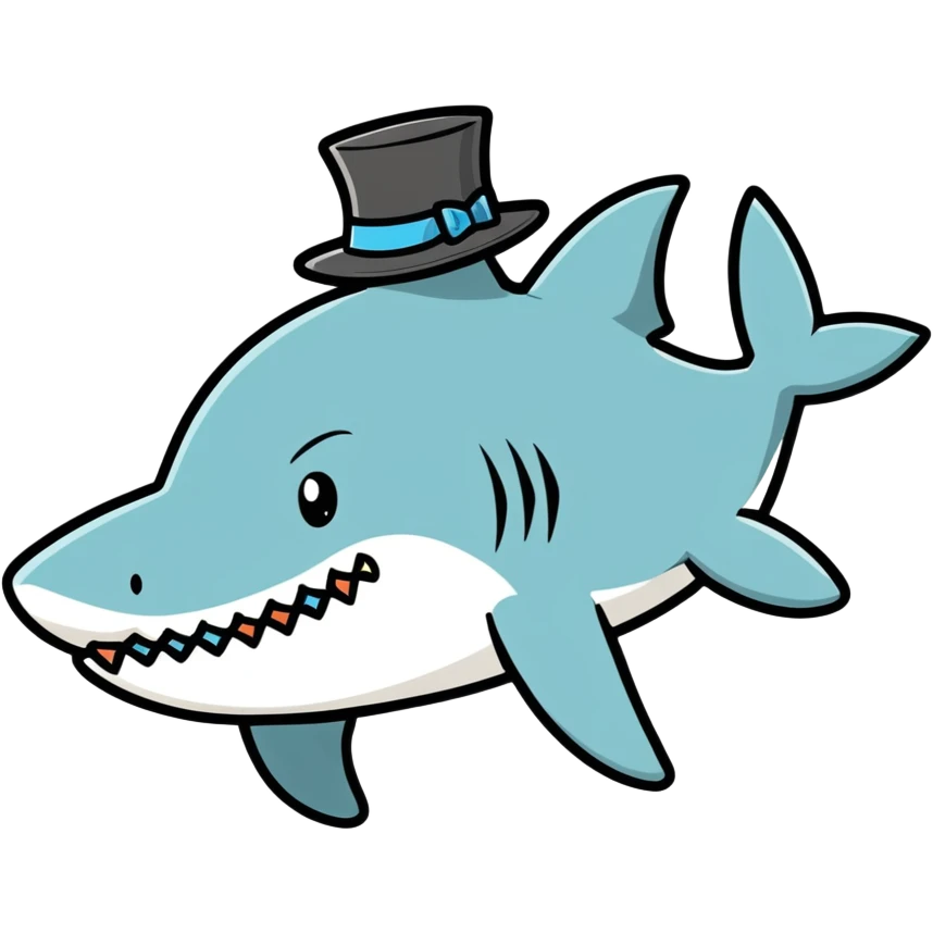 Shark with a top hat emoji