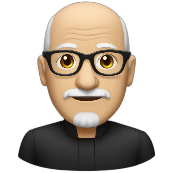 Old man pianist bald black glasses sideburns black shirt emoji