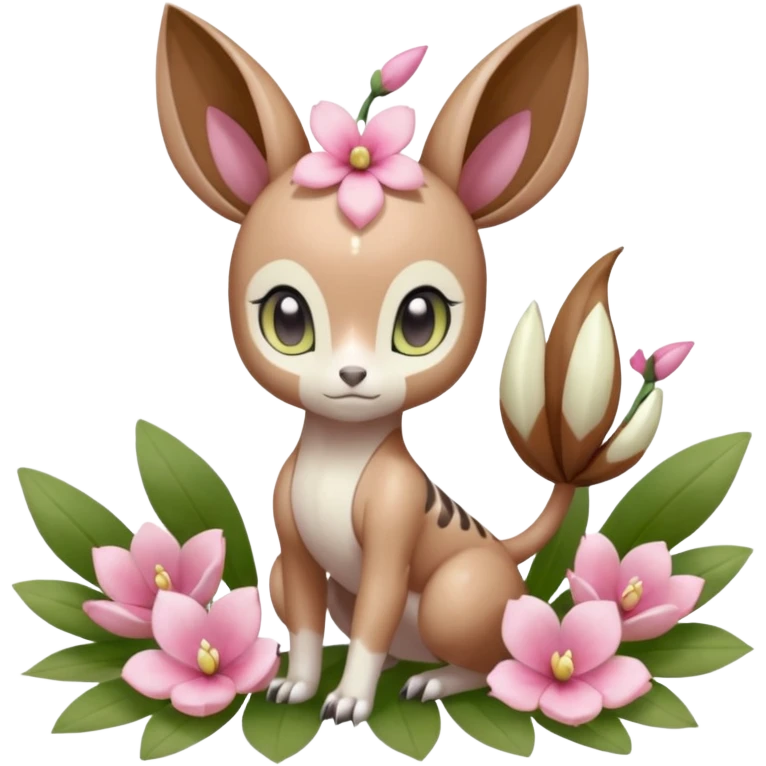 Cute Romantic Realistic  Floral Meloetta-Palkia-Digimon-Pokémon-Fakémon-hybrid-fusion, full body emoji
