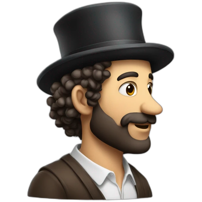jewish man with curls and hat rubbing hands together side profile giant nose emoji