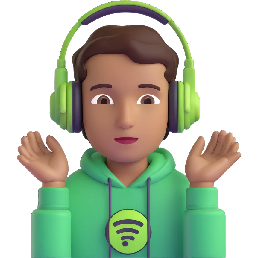 brown boy listening to music with headphones on Spotify emoji