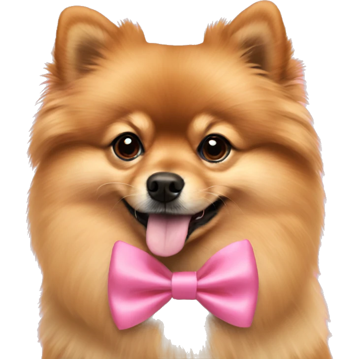 light brown pomeranian with pink bowtie emoji