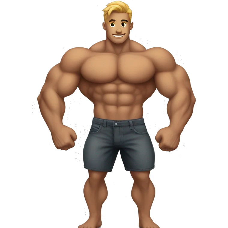 A bodybuilder boy with tattoo emoji