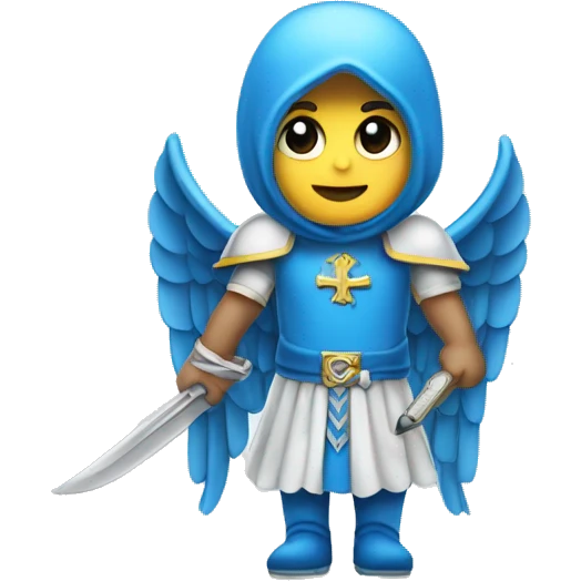 Angelito color azul con una espada emoji