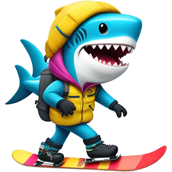 Shark snowboarding emoji