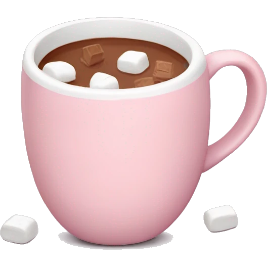 Light Pink mug of hot chocolate with marshmallows  emoji