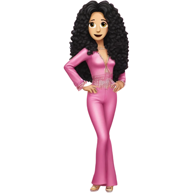 CHER flipping her hair in her classic pink disco outfit  emoji