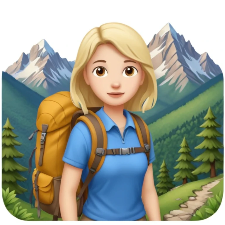 girl back packing mountains background  emoji