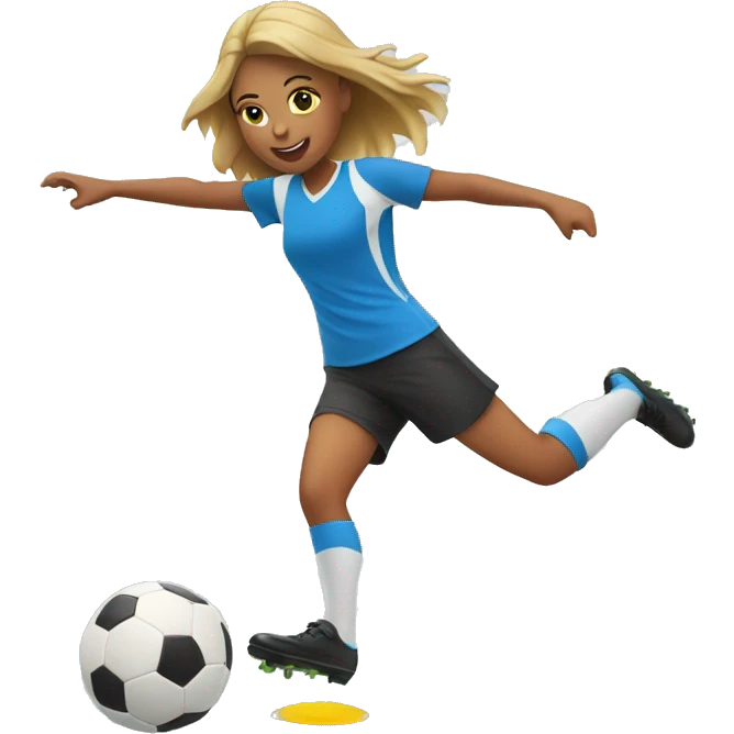 blod girl kicking a soccer ball in the air emoji