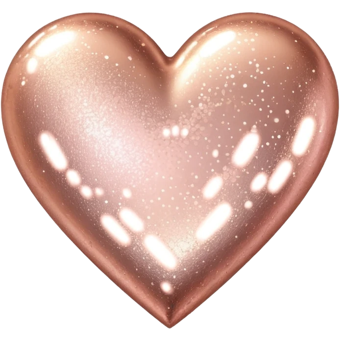 Edit the glittery gold color heart to a glittery rose gold color heart with a subtle gradient and no border. Keep the background transparent. Maintain the glittery texture and subtle gradient effect in rose gold tones emoji