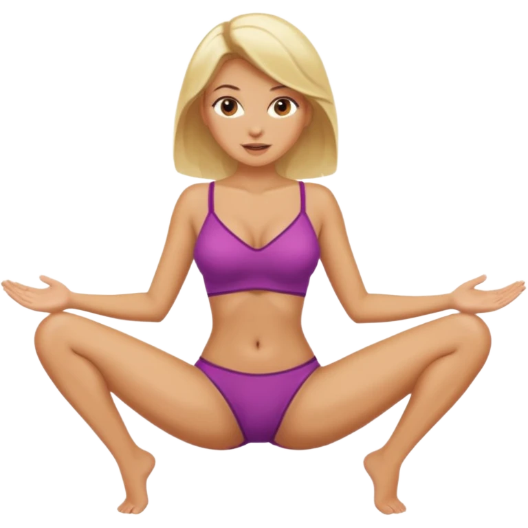 sexy blonde with legs open without a bra emoji