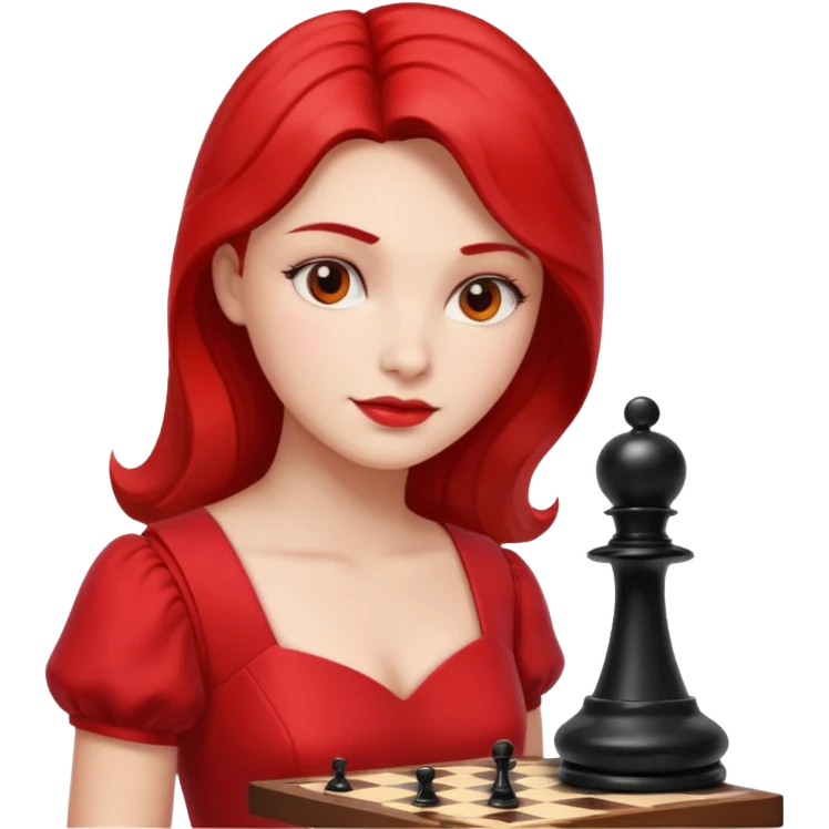 woman chess players in red outfits emoji